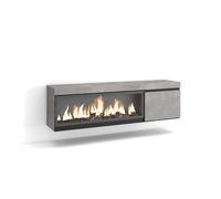 Skraut Home | Mueble TV | Televisión | Muebles de salón, almacenaje | 160 | para TV hasta 65" | Chimenea eléctrica XXL | Colgado, Suspendido | Estilo Moderno | Cemento