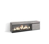 Skraut Home | Mueble TV | Televisión | Muebles de salón, almacenaje | 160 | para TV hasta 65" | Chimenea eléctrica XXL | Estilo Moderno | Cemento