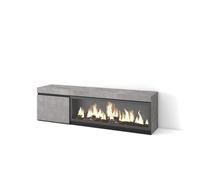 Skraut Home | Mueble TV | Televisión | Muebles de salón, almacenaje | 160 | para TV hasta 65" | Chimenea eléctrica XXL | Estilo Moderno | Cemento