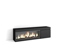 Skraut Home | Mueble TV | Televisión | Muebles de salón, almacenaje | 160 | para TV hasta 65" | Chimenea eléctrica XXL | Estilo Moderno | Negro