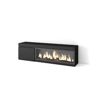 Skraut Home | Mueble TV | Televisión | Muebles de salón, almacenaje | 160 | para TV hasta 65" | Chimenea eléctrica XXL | Estilo Moderno | Negro