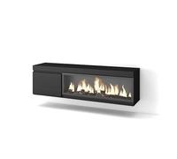 Skraut Home | Mueble TV | Televisión | Muebles de salón, almacenaje | 160 | para TV hasta 65" | Chimenea eléctrica XXL | Colgado, Suspendido | Estilo Moderno | Negro