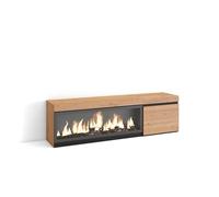 Skraut Home | Mueble TV | Televisión | Muebles de salón, almacenaje | 160 | para TV hasta 65" | Chimenea eléctrica XXL | Estilo Moderno | Roble