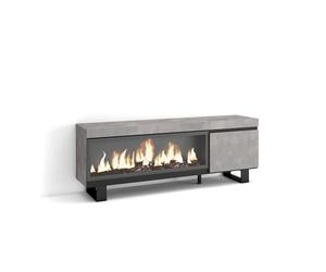 Skraut Home | Mueble TV | Televisión | Muebles de salón, almacenaje | 160 | para TV hasta 65" | Chimenea eléctrica XXL | Diseño Industrial | Estilo Moderno | Cemento