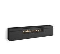 Skraut Home | Mueble TV | Televisión | Muebles de salón, almacenaje | 200x45x35cm | para TV hasta 80" | Chimenea eléctrica | Estilo Moderno | Negro