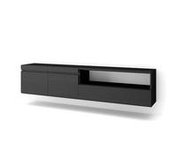 Skraut Home | Mueble TV | Televisión | Muebles de salón, almacenaje | 200x45x35cm | para TV hasta 80" | Colgado, Suspendido | Estilo Moderno | Negro