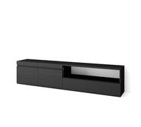 Skraut Home | Mueble TV | Televisión | Muebles de salón, almacenaje | 200x45x35cm | para TV hasta 80" | con Almacenamiento | Estilo Moderno | Negro