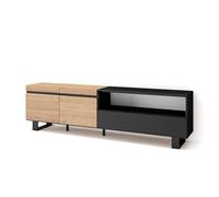 Skraut Home | Mueble TV | Televisión | Muebles de salón, almacenaje | 200x57x35cm | para TV hasta 80" | Diseño Industrial | Estilo Moderno | Roble y Negro