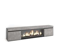 Skraut Home | Mueble TV | Televisión | Muebles de salón, almacenaje | 210 | para TV hasta 80" | Chimenea eléctrica XXL | Estilo Moderno | Cemento