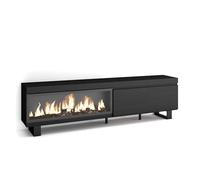 Skraut Home | Mueble TV | Televisión | Muebles de salón, almacenaje | 210 | para TV hasta 80" | Chimenea eléctrica XXL | Diseño Industrial | Estilo Moderno | Negro