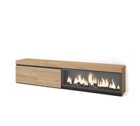 Skraut Home | Mueble TV | Televisión | Muebles de salón, almacenaje | 210 | para TV hasta 80" | Chimenea eléctrica XXL | Estilo Moderno | Roble