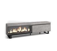 Skraut Home | Mueble TV | Televisión | Muebles de salón, almacenaje | 210 | para TV hasta 80" | Chimenea eléctrica XXL | Diseño Industrial | Estilo Moderno | Cemento