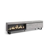 Skraut Home | Mueble TV | Televisión | Muebles de salón, almacenaje | 237x57x35 cm | para TV Gran Formato | Chimenea eléctrica XXL | Diseño Industrial | Estilo Moderno | Cemento