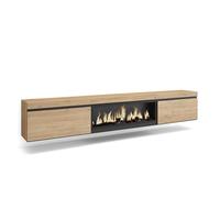 Skraut Home | Mueble TV | Televisión | Muebles de salón, almacenaje | 267x45x35 cm | para TV Gran Formato | Chimenea eléctrica XXL | Colgado, Suspendido | Estilo Moderno | Roble