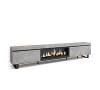 Skraut Home | Mueble TV | Televisión | Muebles de salón, almacenaje | 288x57x35 cm | para TV Gran Formato | Chimenea eléctrica XXL | Diseño Industrial | Estilo Moderno | Cemento