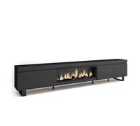 Skraut Home | Mueble TV | Televisión | Muebles de salón, almacenaje | 288x57x35 cm | para TV Gran Formato | Chimenea eléctrica XXL | Diseño Industrial | Estilo Moderno | Negro