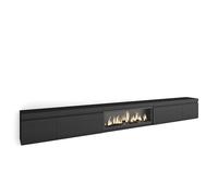 Skraut Home | Mueble TV | Televisión | Muebles de salón, almacenaje | 368x45x35 | Chimenea eléctrica XXL | Estilo Moderno | Negro