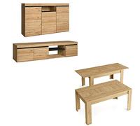 Skraut Home | Muebles de Salón | Modelo Naturale | Aparador, Mueble para TV, Mesa Comedor Extensible | Estilo Nórdico | Color Roble y Negro