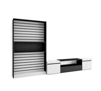 Skraut Home | Muebles de Salón para TV | Conjunto de Muebles Comedor | 210x186x35cm | para TV hasta 80" | Mueble Televisión | Estilo Moderno | Blanco y Negro