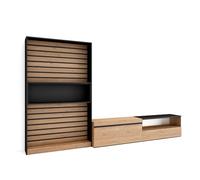 Skraut Home | Muebles de Salón para TV | Conjunto de Muebles Comedor | 210x186x35cm | para TV hasta 80" | Mueble Televisión | Estilo Moderno | Roble y Negro