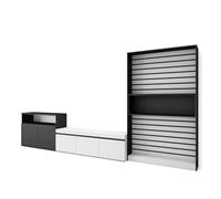 Skraut Home | Muebles de Salón para TV | Conjunto de Muebles Comedor | 360x186x35cm | para TV hasta 65" | Mueble Televisión | Estilo Moderno | Blanco y Negro