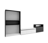 Skraut Home | Muebles de Salón para TV | Conjunto de Muebles Comedor | 360x186x35cm | para TV hasta 65" | Mueble Televisión | Estilo Moderno | Blanco y Negro