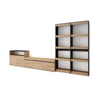 Skraut Home | Muebles de Salón para TV | Conjunto de Muebles Comedor | 370x186x35cm | para TV hasta 65" | Mueble Televisión | Estilo Moderno | Roble y Negro