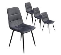 Skraut Home - Pack de 4 Sillas de Comedor | Silla Tapizada de Terciopelo | Estructura Metálica | Respaldo y Base Acolchadas Muy cómodas | Salón, Mesa Comedor, Cocina, Escritorio, Tocador | Gris.