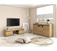 Skraut Home | Set Natural para Comedor | Mueble Auxiliar | Buffet y Mueble TV de 140 cm | Color Robl/Negro