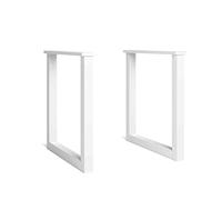 Skraut Home | Soporte | Patas | Caballete | en Forma de U | Patas de Mesa de Madera Maciza | Salón | Comedor | Oficina | Lacado Blanco | 70 x 71 cm