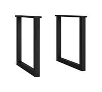 Skraut Home | Soporte | Patas | Caballete | en Forma de U | Patas de Mesa de Madera Maciza | Salón | Comedor | Oficina | Lacado Negro | 70 x 71 cm