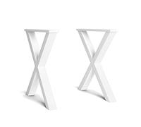 Skraut Home | Soporte | Patas | Caballete | en Forma de X | Patas de Mesa de Madera Maciza | Salón | Comedor | Escritorio | Lacado Blanco | 72 x 72 cm