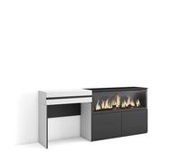 Skraut Home | Tocador | Dormitorio habitación | 177x75x35 cm | con cajón | Chimenea eléctrica XXL | Estilo Moderno | Blanco