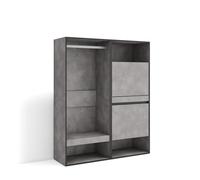 Skraut Home | Vestidor Abierto | Ropa, Zapatos, complementos | 120x145x35 cm | Dormitorio, habitación | Zapatero | Estilo Moderno | Cemento