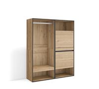 Skraut Home | Vestidor Abierto | Ropa, Zapatos, complementos | 120x145x35 cm | Dormitorio, habitación | Zapatero | Estilo Moderno | Roble