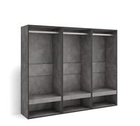 Skraut Home | Vestidor Abierto | Ropa, Zapatos, complementos | 180x145x35 cm | Dormitorio, habitación | Armario, Perchero | Estilo Moderno | Cemento