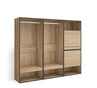 Skraut Home | Vestidor Abierto | Ropa, Zapatos, complementos | 180x145x35 cm | Dormitorio, habitación | Zapatero | Estilo Moderno | Roble