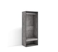 Skraut Home | Vestidor Abierto | Ropa, Zapatos, complementos | 60x145x35 cm | Dormitorio, habitación | Armario, Perchero | Estilo Moderno | Cemento