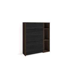 Skraut Home | Zapatero | Armario Entrada recibidor | 90x102x27 cm | 10 Pares de Zapatos | Complementos | Estilo Moderno | Roble Oscuro y Negro
