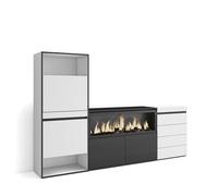 Skraut Home | Zapatero | Armario Zapatos Botas | 224x145x35 cm | Dormitorio, habitación | Chimenea eléctrica XXL | Cómoda, Cajonera | Estilo Moderno | Blanco