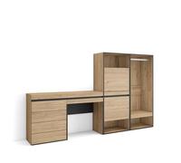 Skraut Home | Zapatero | Armario Zapatos Botas | 247x145x35 cm | Dormitorio, habitación | Vestidor Abierto | Cómoda, Cajonera | Tocador | Estilo Moderno | Roble