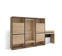 Skraut Home | Zapatero | Armario Zapatos Botas | 250x145x35 cm | Dormitorio, habitación | Vestidor Abierto | Tocador | Estilo Moderno | Roble