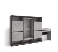 Skraut Home | Zapatero | Armario Zapatos Botas | 250x145x35 cm | Dormitorio, habitación | Vestidor Abierto | Tocador | Estilo Moderno | Cemento