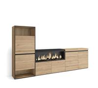 Skraut Home | Zapatero | Armario Zapatos Botas | 274x145x35 cm | Dormitorio, habitación | Chimenea eléctrica XXL | Cómoda, Cajonera | Estilo Moderno | Roble