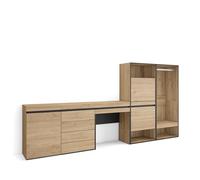Skraut Home | Zapatero | Armario Zapatos Botas | 297x145x35 cm | Dormitorio, habitación | Vestidor Abierto | Cómoda, Cajonera | Tocador | Estilo Moderno | Roble