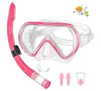 SkrekuiMa Gafas Buceo Niño, Set de Mascara y Tubo Nños para Snorkel y Buceo, Gafas de Bucear Panorámico de 180 HD, Máscara de Snorkel antivaho y antifugas para 4 a 14 Años