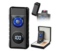 SKRFIRE Encendedor de Plasma Recargable para Arco de Vela, Encendedor electrónico Tipo C, Resistente al Viento, portátil, de Metal, con Pantalla LED de alimentación para Camping(Negro)