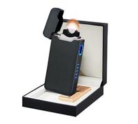 SKRFIRE Encendedor eléctrico de arco de plasma, resistente al viento, encendedor de llama, recargable, USB, con indicador de batería (negro mate de lujo)