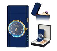 SKRFIRE Encendedor eléctrico de plasma de doble arco, encendedor recargable con indicador de pantalla de batería, encendedores fríos giratorios con caja de regalo para amigos, familia, velas (azul)