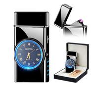 SKRFIRE Mechero eléctrico de Doble Arco eléctrico, Encendedor de Plasma, Recargable con indicador de batería, Encendedor Giratorio con Caja de Regalo para Amigos, Familia, Velas(Negro)